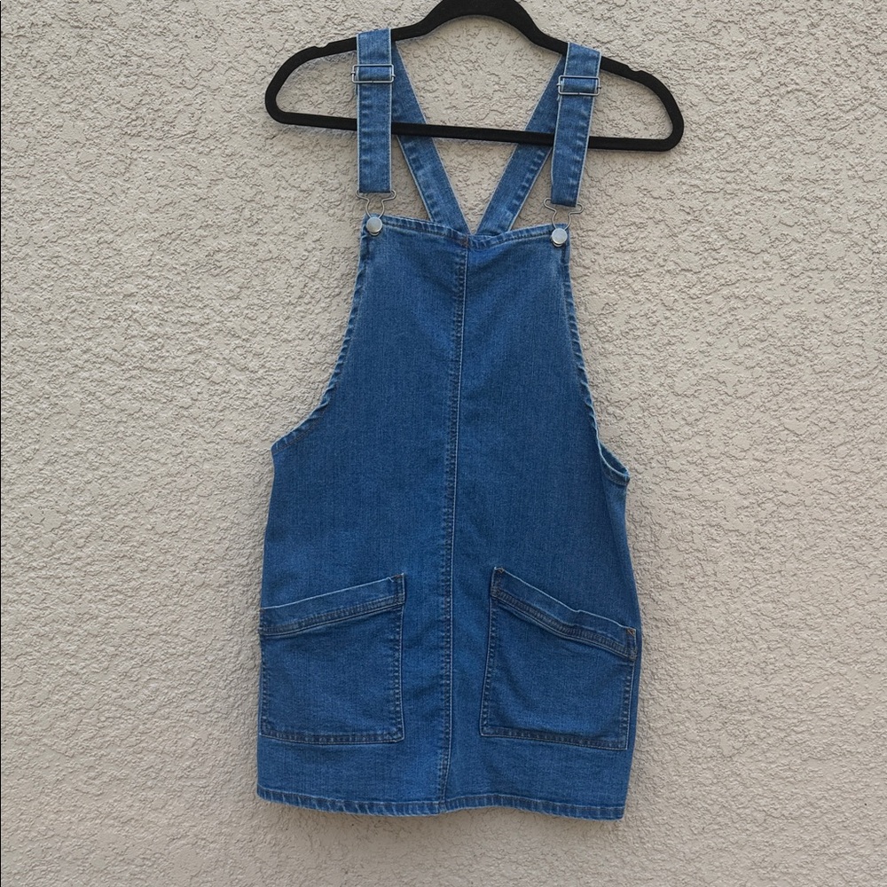 No Boundaries Denim Overall Dress in Blue